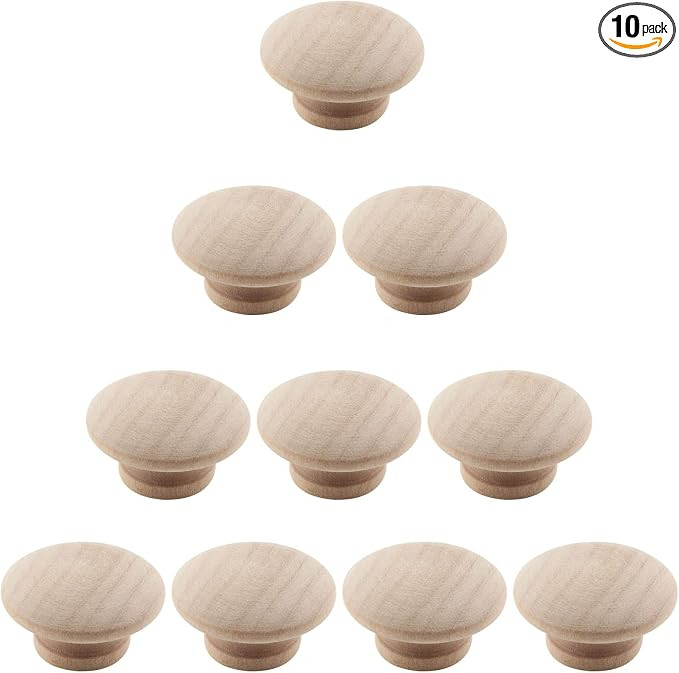 Murtenze 10 Pack 1-1/2 Inch Wood Knobs Unfinished Round Mushroom Shape Wooden Cabinet Pulls Handl... | Amazon (US)
