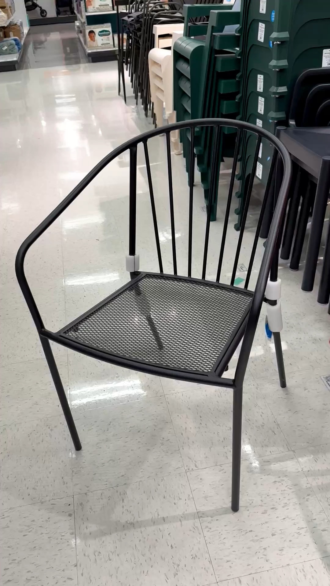 I love the modern look of these black metal chairs. Perfect for patio, deck, or balcony.☀️ 

They have fixed arms, and an open weave seat and backrest...and they’re stackable!

#blackmetalchair #outdoorseating #stackablechair #outdoorchair #blackchair #target #openweavechair #patioseating #deckseating #diningarmchair #balconyseating #balconychair

#LTKSeasonal #LTKHome