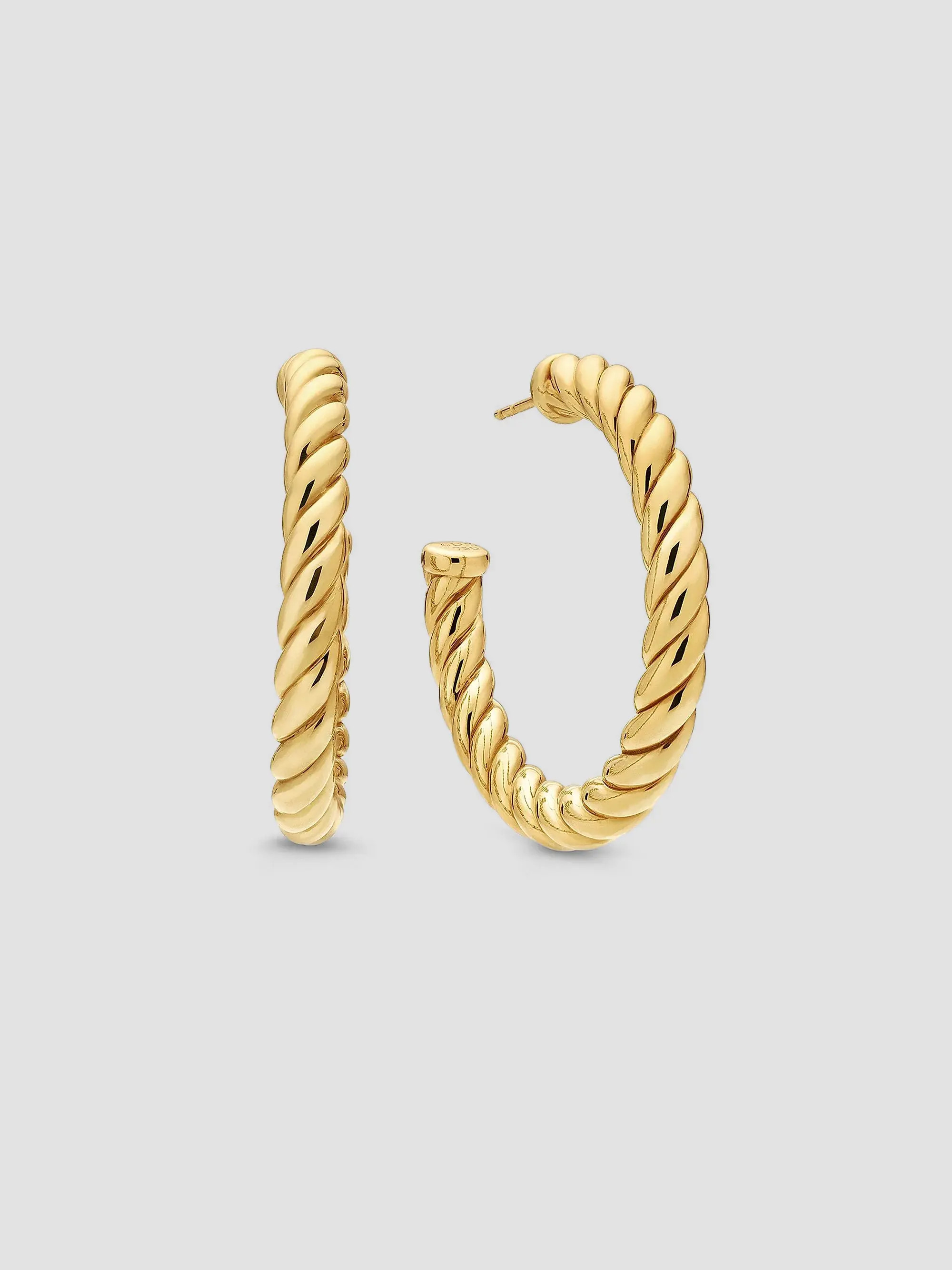 David Yurman Sculpted Cable Hoop Earrings in 18K Yellow Gold, 40MM | Saks Fifth Avenue | Saks Fifth Avenue