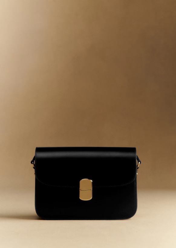 Milo Classic Bag - Glossy Black - Smooth cowhide leather - Sézane | Sezane - UK