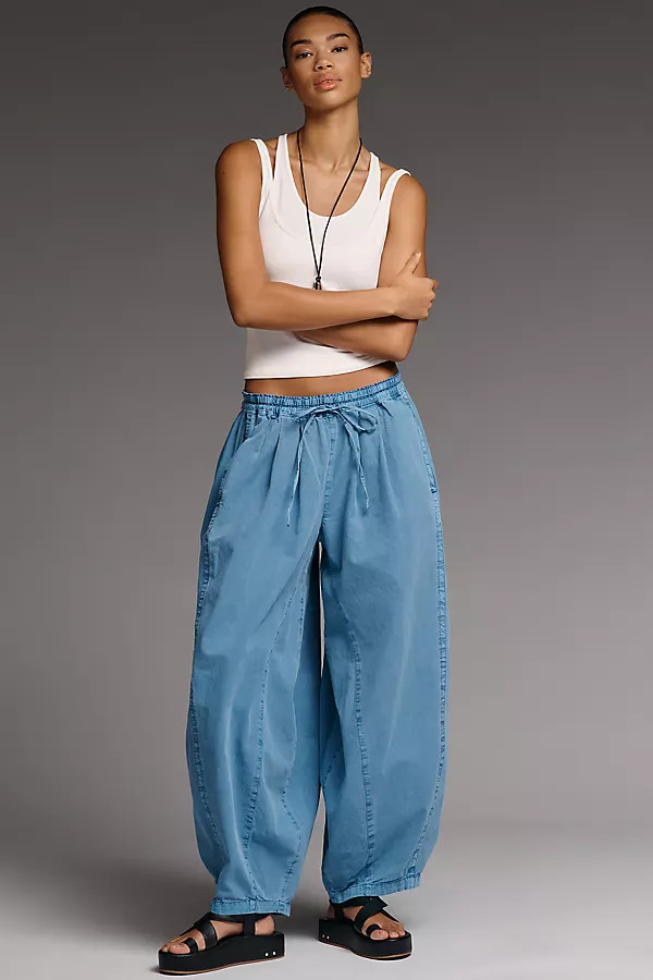 Pilcro Rena Cotton Linen Balloon Pants | Anthropologie (US)