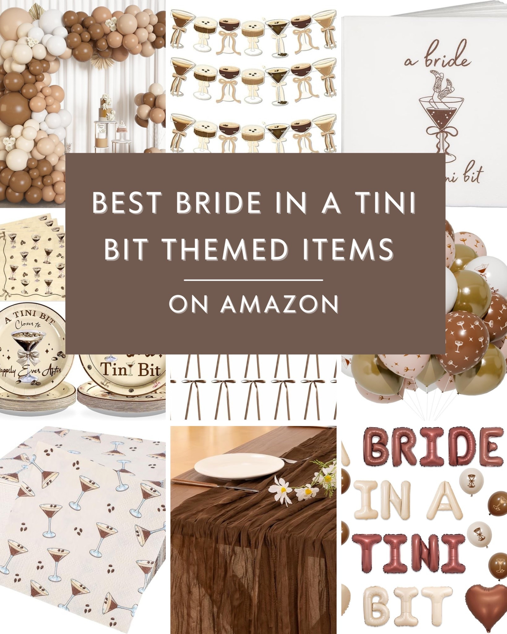 ✨ Hosting a Bride in a Tini Bit themed bridal shower or bachelorette party? These espresso martini party supplies are a total yes please! From balloon arches to custom napkins, chic frosted cups, and martini mixers — this roundup has everything you need to throw a cocktail-inspired celebration your bride will obsess over. 🍸 Perfect for stylish, coffee-loving brides-to-be! 

#BridalShowerIdeas #BacheloretteParty #EspressoMartiniParty #BrideInATiniBit #PartyPlanning #BridalShowerDecor #BachPartyInspo #MartiniTheme 

#LTKParties #LTKWedding
