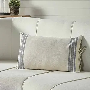 Piper Classics Market Place Gray Ticking Stripe Pillow Cover w/Grain Sack Cover, 16" x 26", Farmh... | Amazon (US)