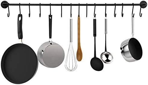 Greenco Pot And Pan Wall Mounted Rail, 15-Hook, Black | Amazon (US)