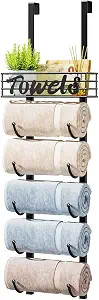 HapiRm Towel Racks for Bathroom Storage - 6 Tier Over The Door & Wall Mount Rolled Towel Storage ... | Amazon (US)