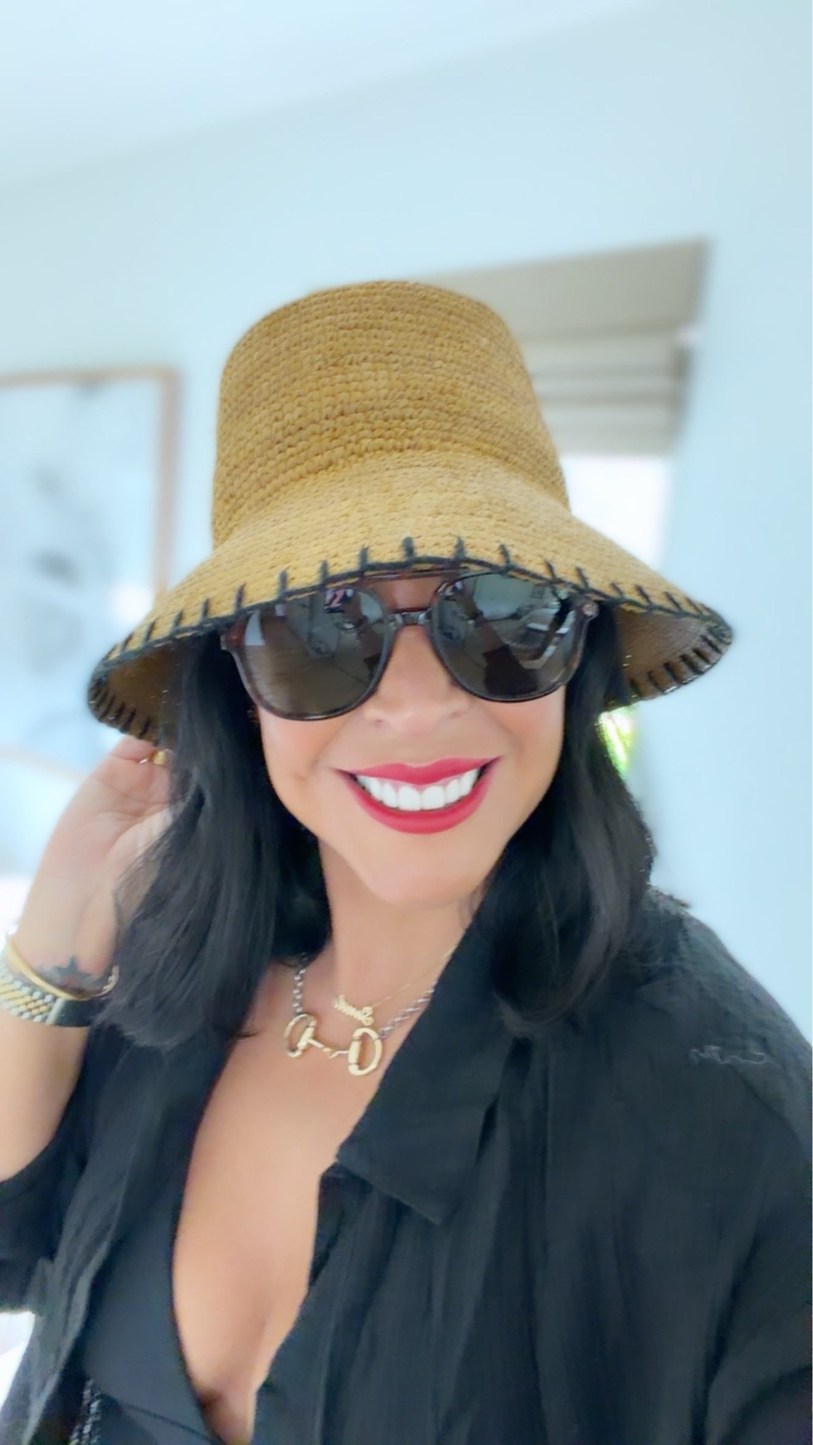 Hat size S/M and I have an average size head.

#LTKTravel #LTKSwim #LTKOver40