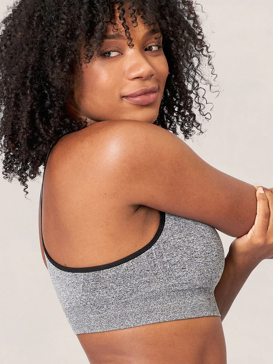 Truekind Reactive Sport Bra Shapewear Heather Gray with Black Trim S | Shapermint