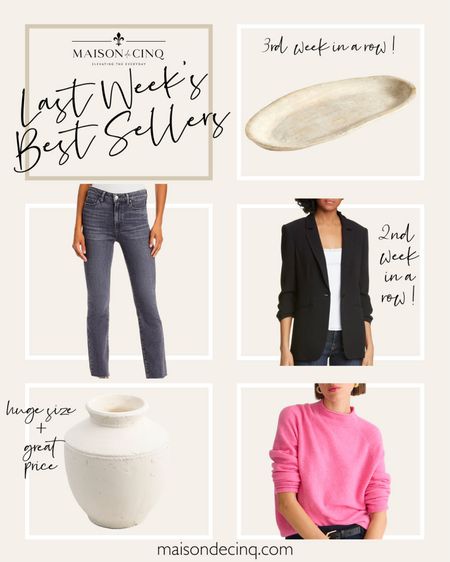 Last week’s best sellers include the prettiest pink sweater, gorgeous vase for a steal, my fave blazer, and a stunning rustic tray!

#homedecor #winteroutfit #winterdecor #blackblazer #workoutfit 

#LTKover40 #LTKfindsunder50 #LTKhome