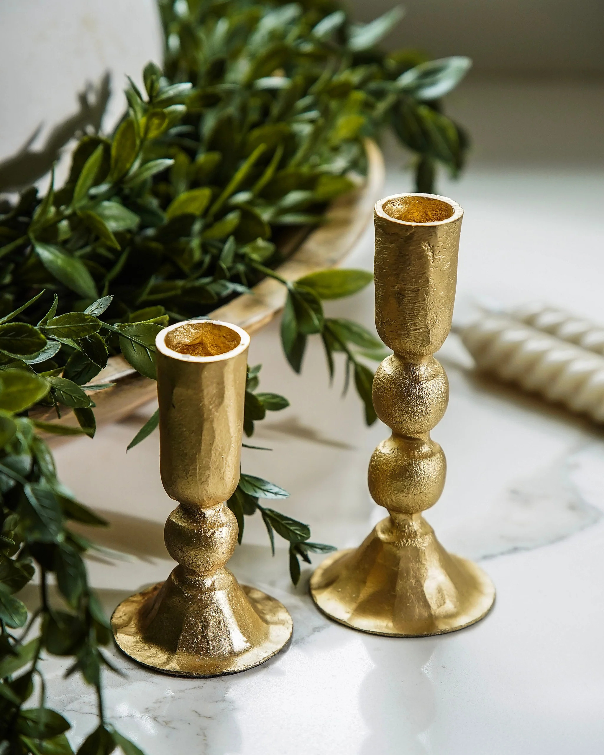 Iron Gold Taper Candle Holder Set | MJHome