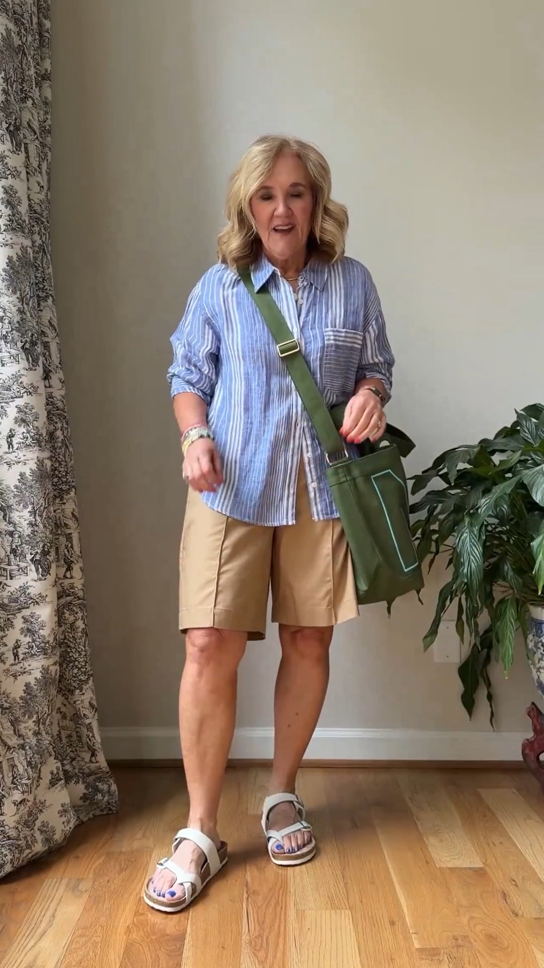  Linen blouse size medium 
Shorts size 8 petite 
This tote woukd make a great Mother’s Day and graduation gift 
20% off bracelets code NANETTE20
 

#LTKOver40 #LTKSaleAlert #LTKSeasonal