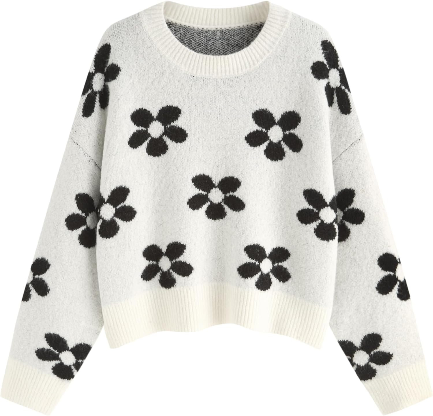 CIDER Floral Cozy Sweaters for Women Trendy Long Sleeve Cute Fall Sweaters | Amazon (US)