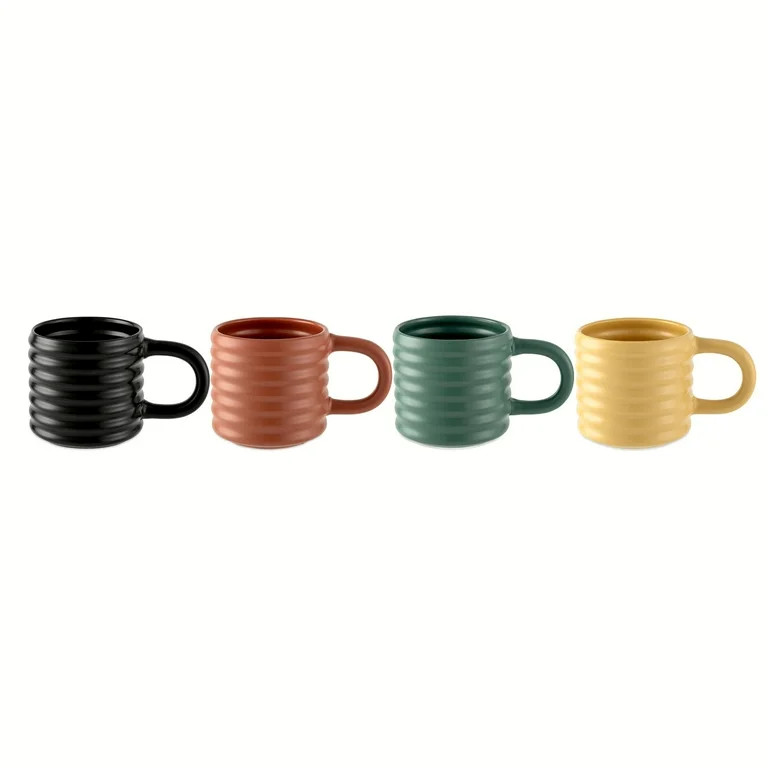 Mainstays 17oz Ribbed Matte Finish Stoneware Coffee Mugs - Walmart.com | Walmart (US)