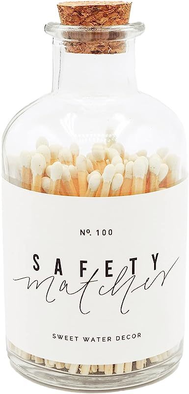Sweet Water Decor 3" Safety Matches in Medium Apothecary Bottle | Rustic Jar of Approx. 100 Decor... | Amazon (US)