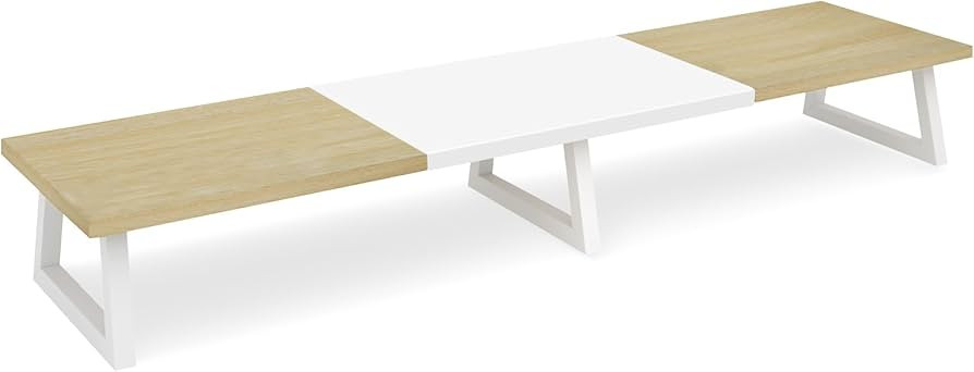 TEAMIX 42 inch Large Dual Monitor Riser, Extra Long Monitor Stand Riser Wide TV Stand Riser White... | Amazon (US)