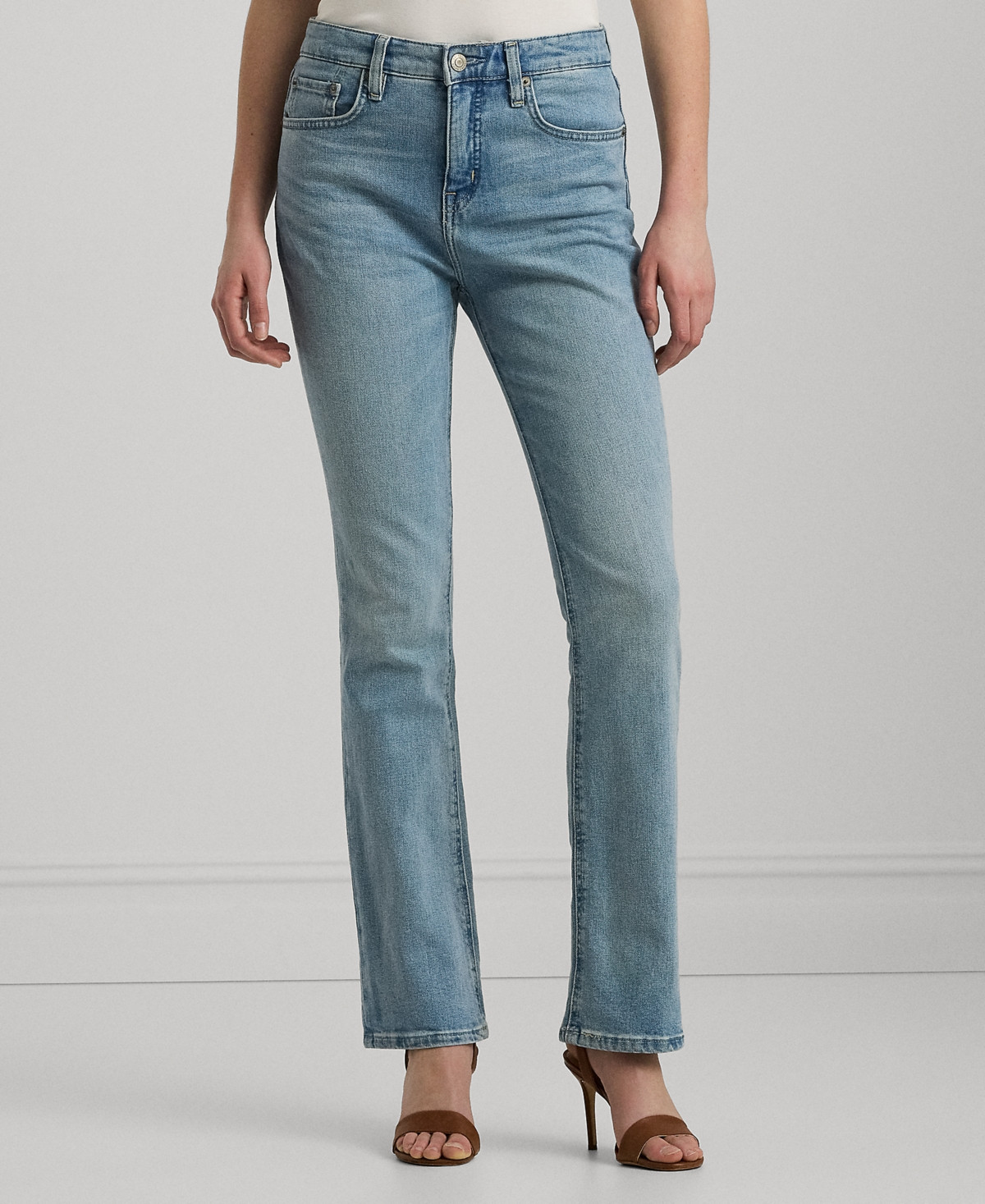 Lauren Ralph Lauren Petite High-Rise Bootcut Jeans - Blue | Macy's