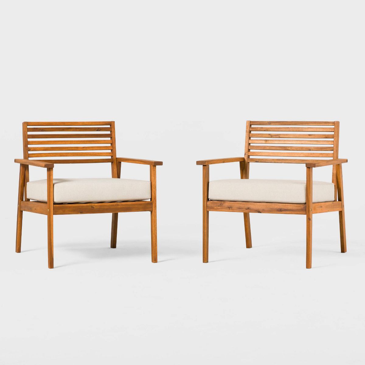 Saracina Home Mid-Century Modern Slatted Outdoor Acacia Arm Chair | Target