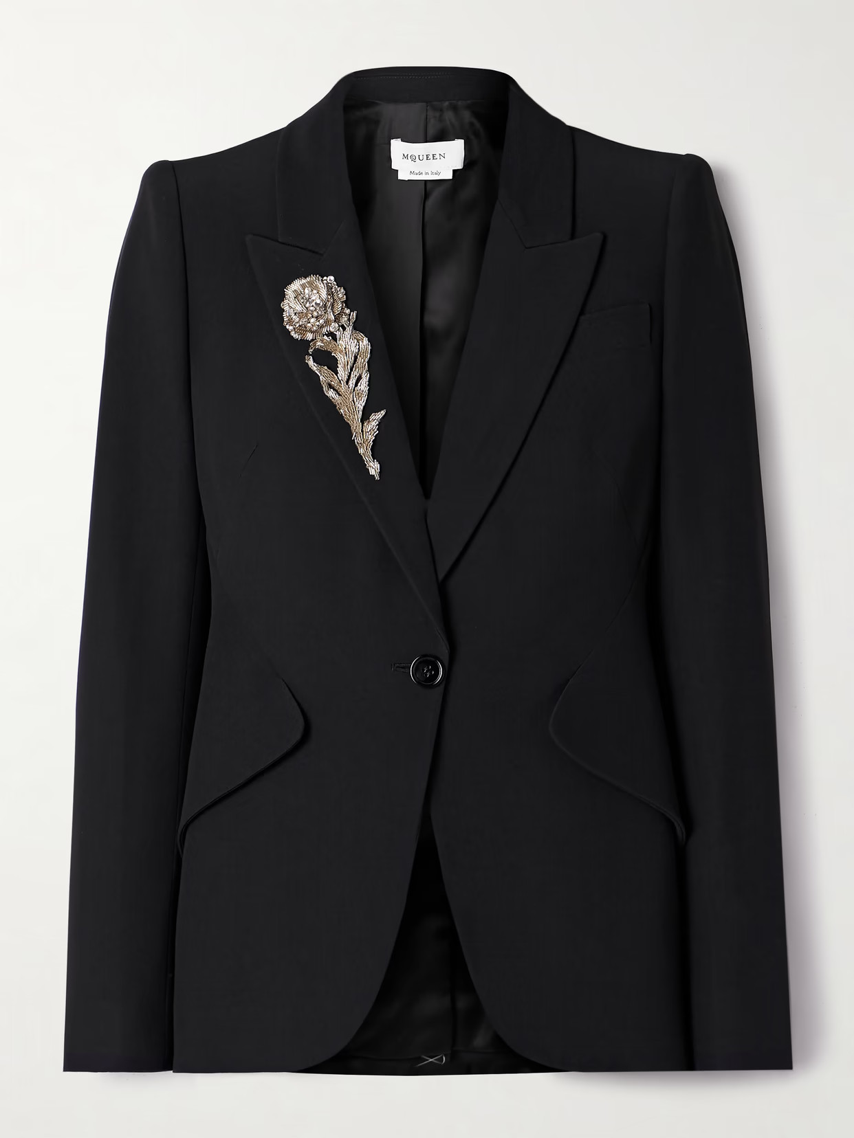 MCQUEEN - Embellished Crepe Blazer - Black | NET-A-PORTER (US)