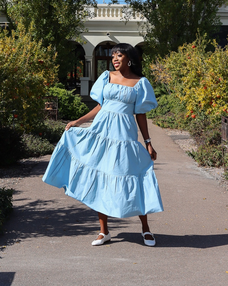 summer dress with puffy sleeves