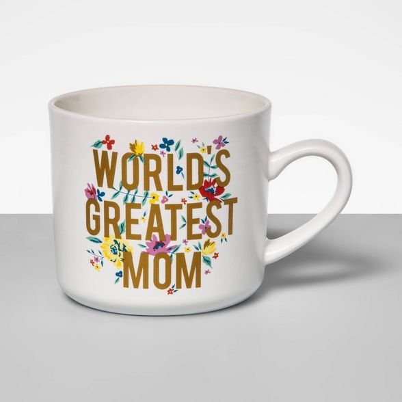 16oz Stoneware World's Greatest Mom Mug White - Opalhouse™ | Target