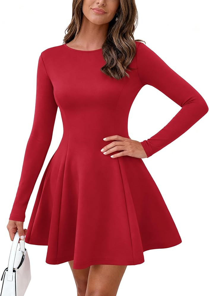 BTFBM Fall Dresses for Women 2025 Elegant Classy Flowy A Line Long Sleeve Business Homecoming Coc... | Amazon (US)