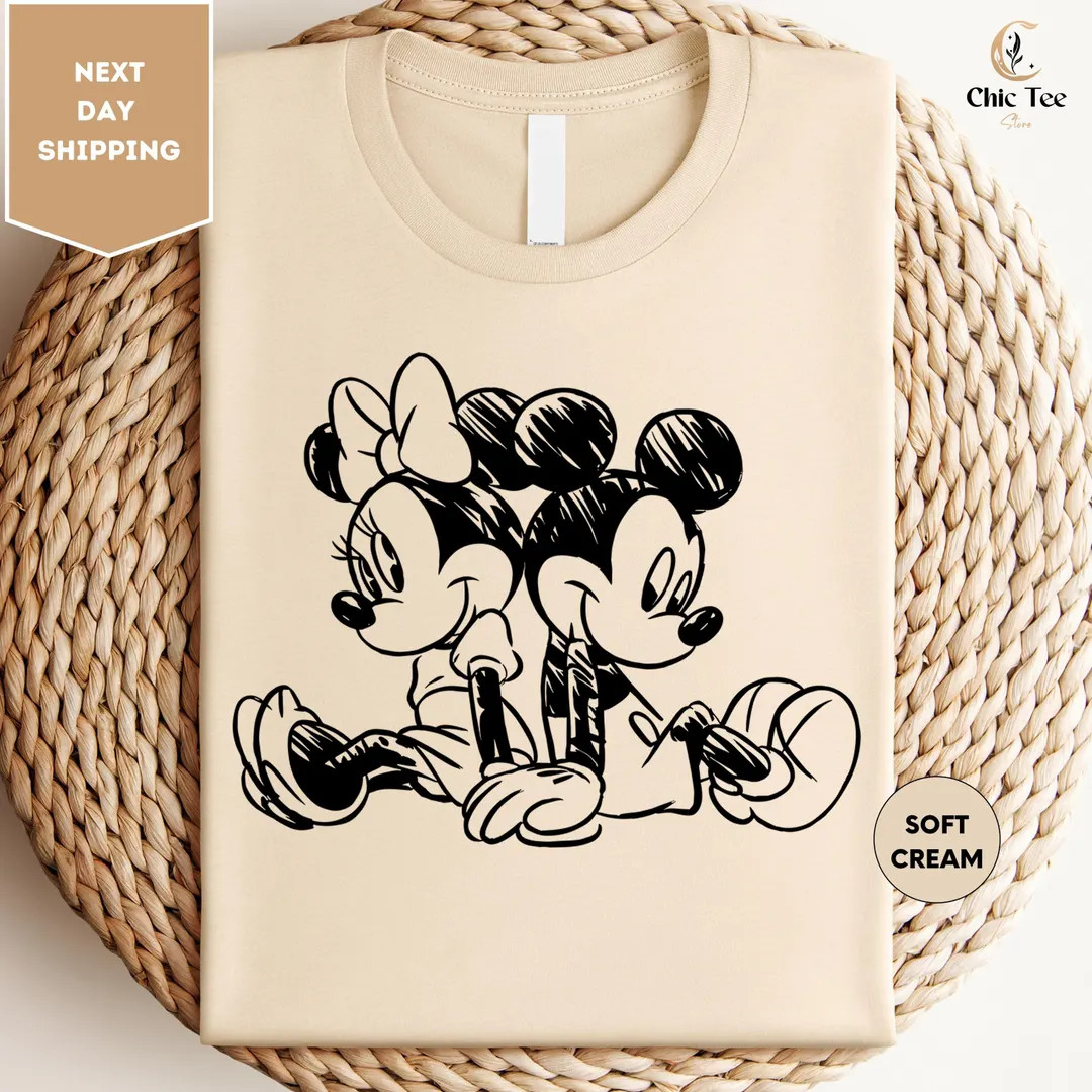 Mickey Minnie Sketch Shirt, Vintage Mickey Minnie Shirt, Disney Family Trip, Vintage Mickey and M... | Etsy (US)