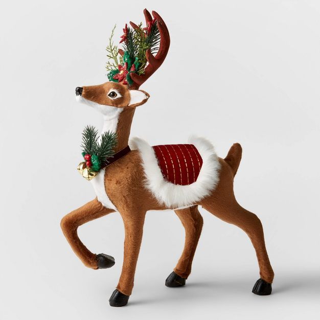 13.25&#34; Faux Fur Standing Reindeer Decorative Figure Brown - Wondershop&#8482; | Target