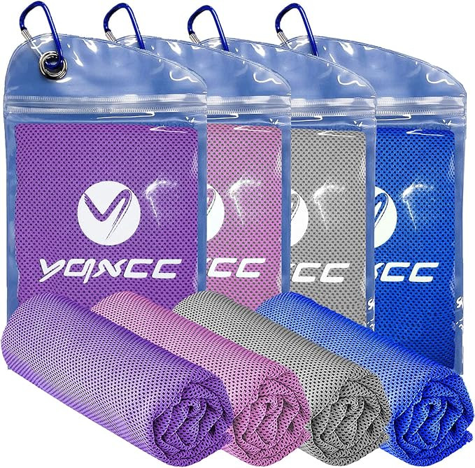 YQXCC 4 Pack Cooling Towel (47"x12") Ice Cool for Neck, Microfiber Soft Breathable Chilly Towels ... | Amazon (US)