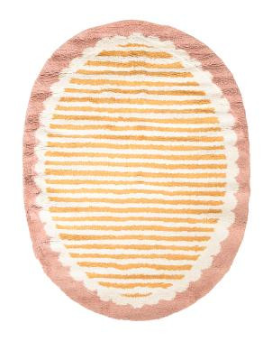 Made In Turkey 5x8 Tibet Oval Striped Scalloped Border Shag Area Rug | TJ Maxx