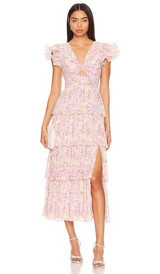 Emporia Dress in Pink Green Multi Midi Floral Dress Midi Dress Floral Midi Dress Outfit | Revolve Clothing (Global)