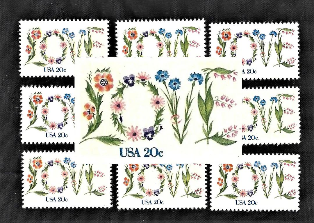 10 LOVE - Pack of (10) - Floral Love - Unused Vintage (Issued in 1982) U.S. Postage Stamps- Post ... | Etsy (US)