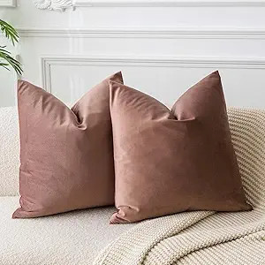 JUSPURBET Jam Soft Velvet Throw Pillow Covers 18x18 Set of 2,Decorative Solid Cushion Cases for C... | Amazon (US)