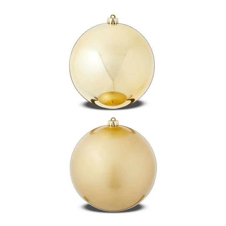 2-Count Gold Jumbo Shatterproof Christmas Ornaments, 7.8 in, by Holiday Time | Walmart (US)