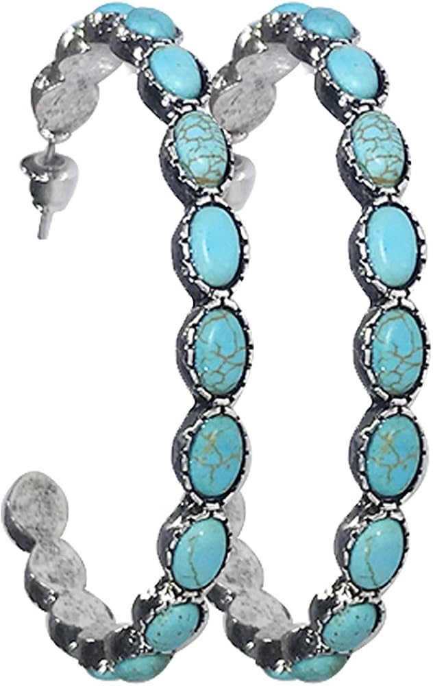 Turquoise Bohemian Metal Hoop Fashion Earring | Amazon (US)