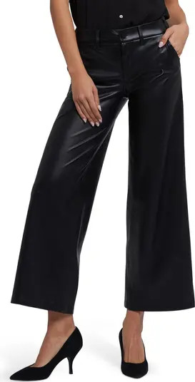 Faux Leather Wide Leg Ankle Pants | Nordstrom