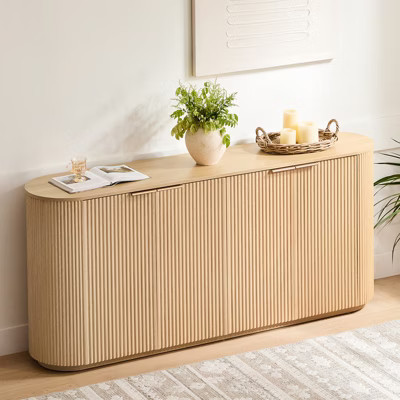 Spruce & Spring 70-inch Wide Oak Modern Sideboard Cabinet with Semi-Cylindrical Columns | Target