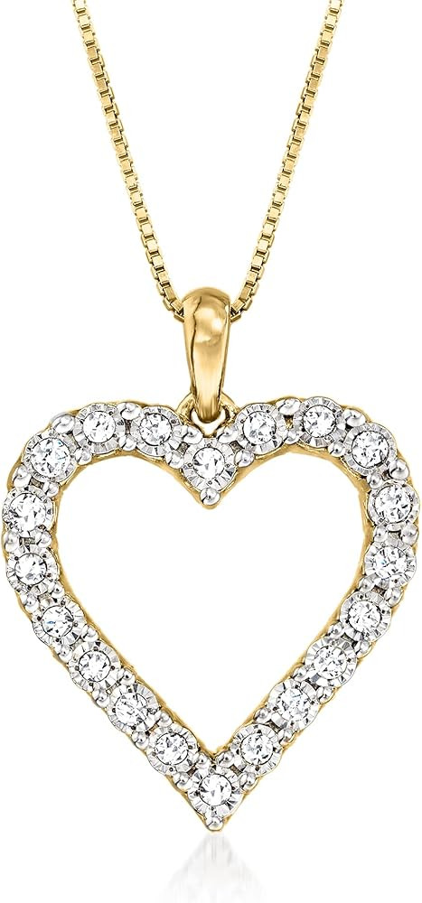 Ross-Simons 0.30 ct. t.w. Diamond Heart Pendant Necklace | Amazon (US)