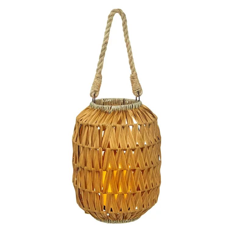 Candle Lanterns Natural Rattan Outdoor Lantern with Removable LED Candle and Burlap Jute Rope Han... | Walmart (US)