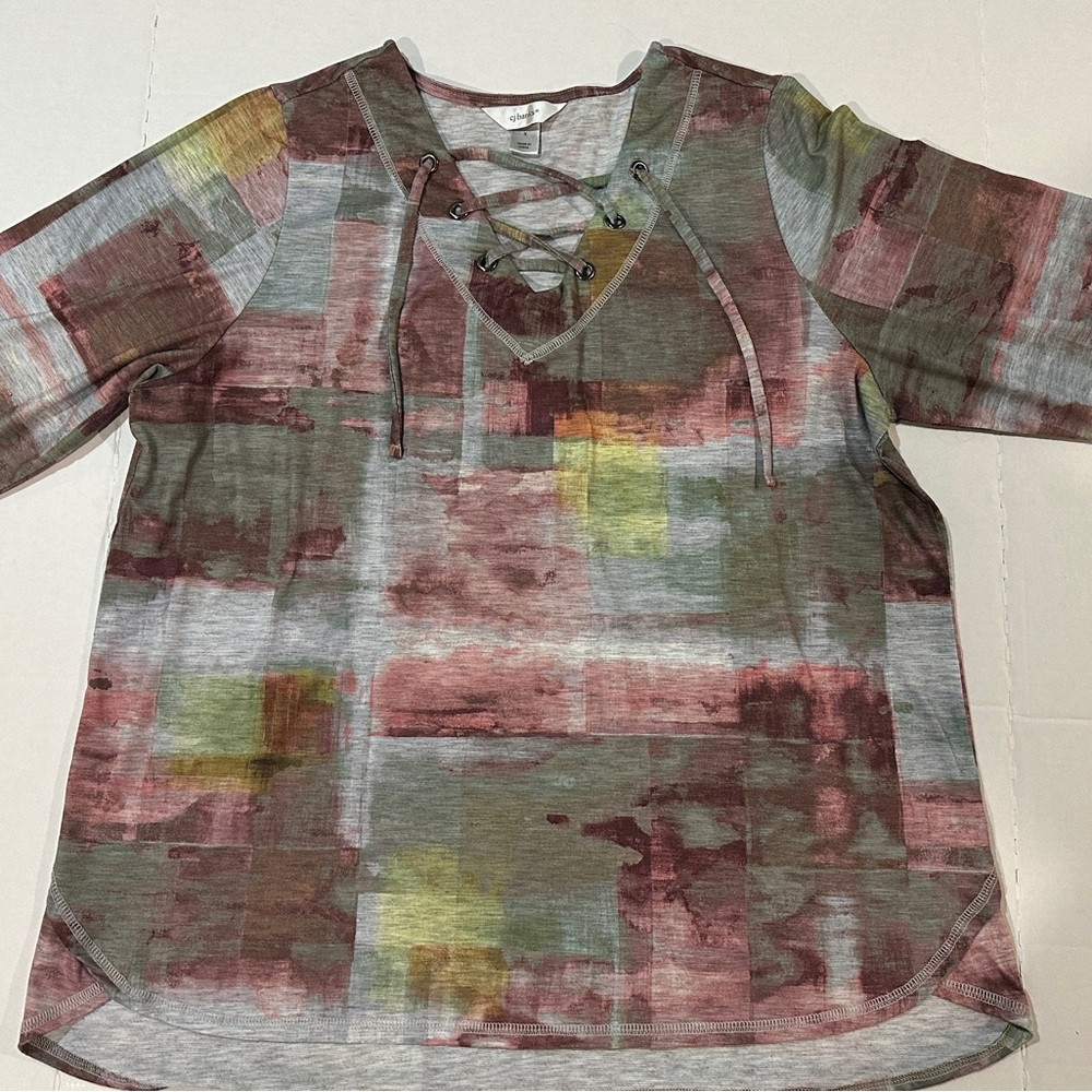CJ Banks Earthy Tones Abstract Blouse | Poshmark