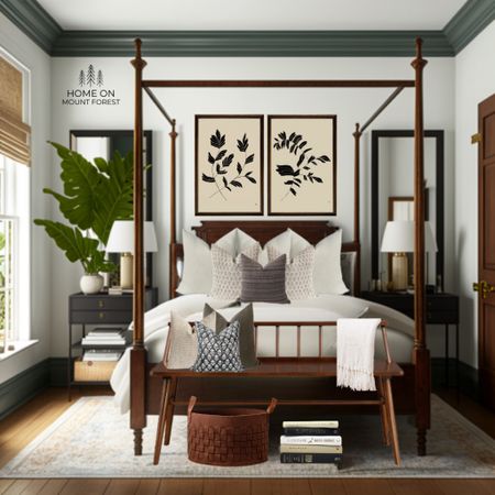 Can you say bedroom Oasis?   These rich wood tones paired with the dark crown mounding gives me all the feels!  ltk #ltkhone

#LTKhome #LTKFind