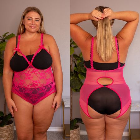 Hot pink lingerie from Amazon — cut outs on chest and bottom 🌶🔥 wearing XL. It comes in other colors too 

#LTKcurves