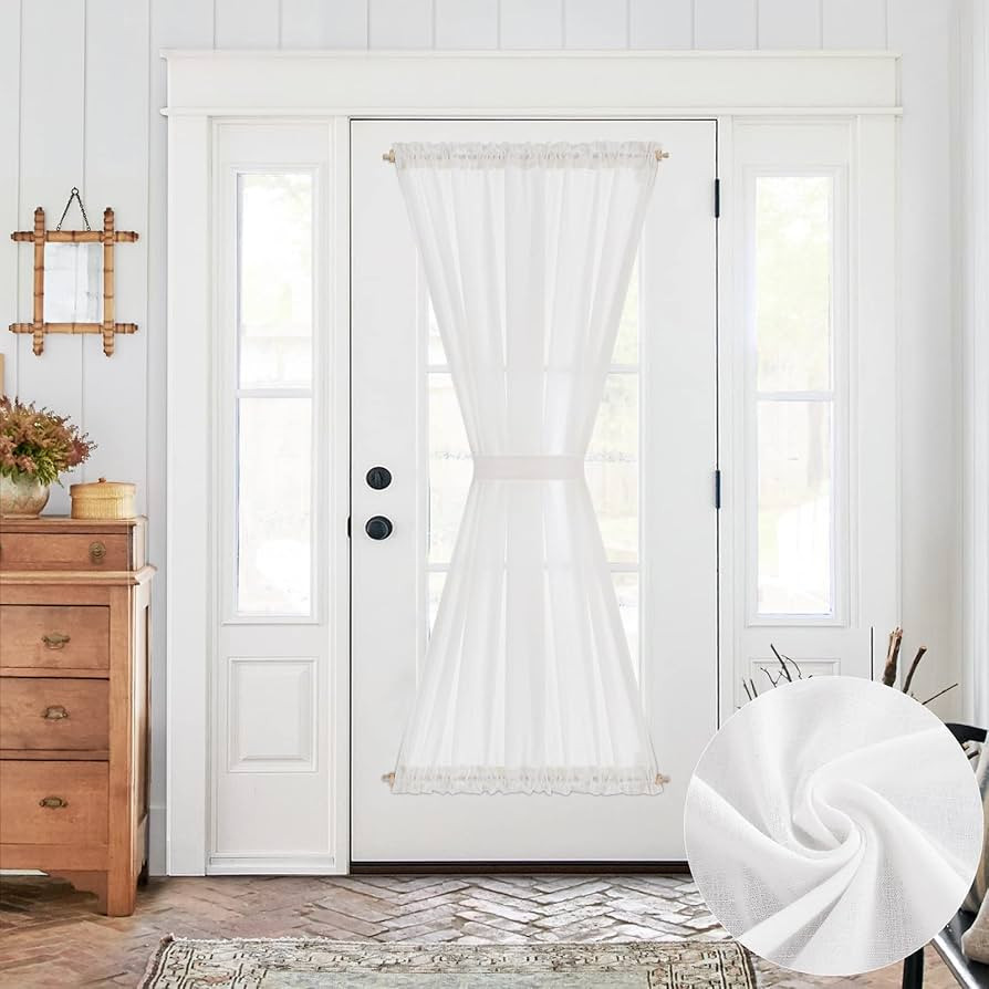 jinchan Linen French Door Curtain 72 Inch Farmhouse Door Window Curtains Flax Country Rustic Door... | Amazon (US)