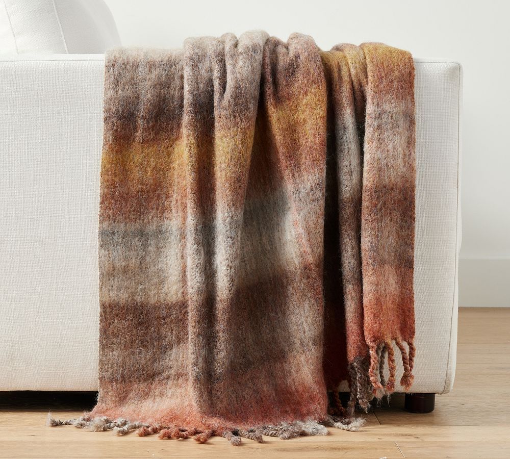 Hansel Ombre Plaid Mohair Throw | Pottery Barn (US)