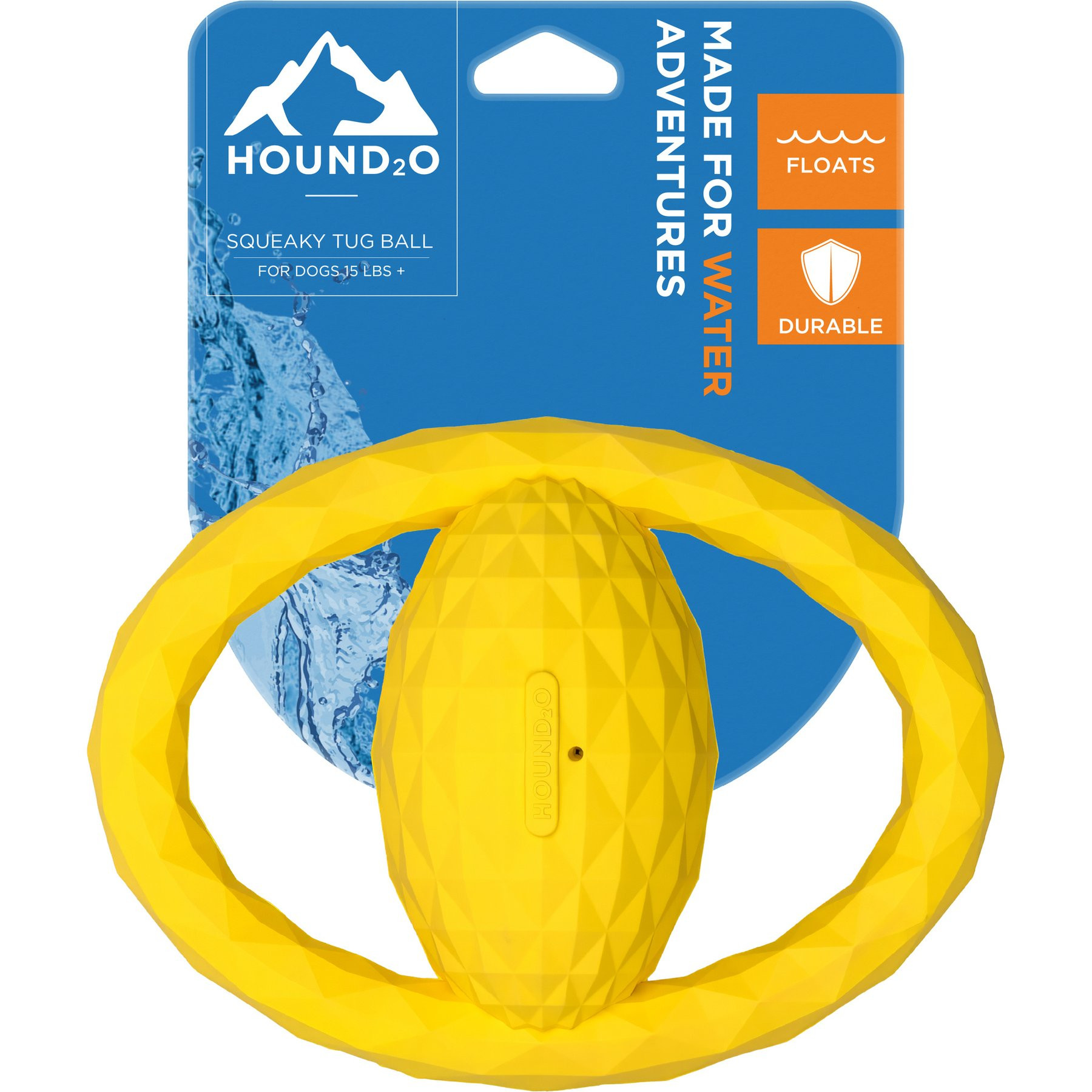 Hound2O Squeaky Tug Ball Dog Toy, Yellow | Chewy