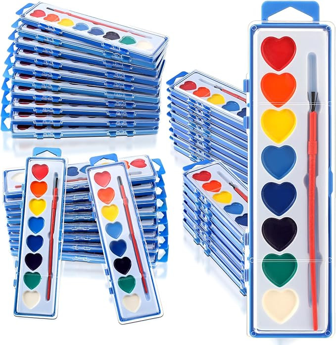 60 Pack Watercolor Paint Set 8 Colors Washable Water Paint for Kids Paint with Paintbrush Party F... | Amazon (US)