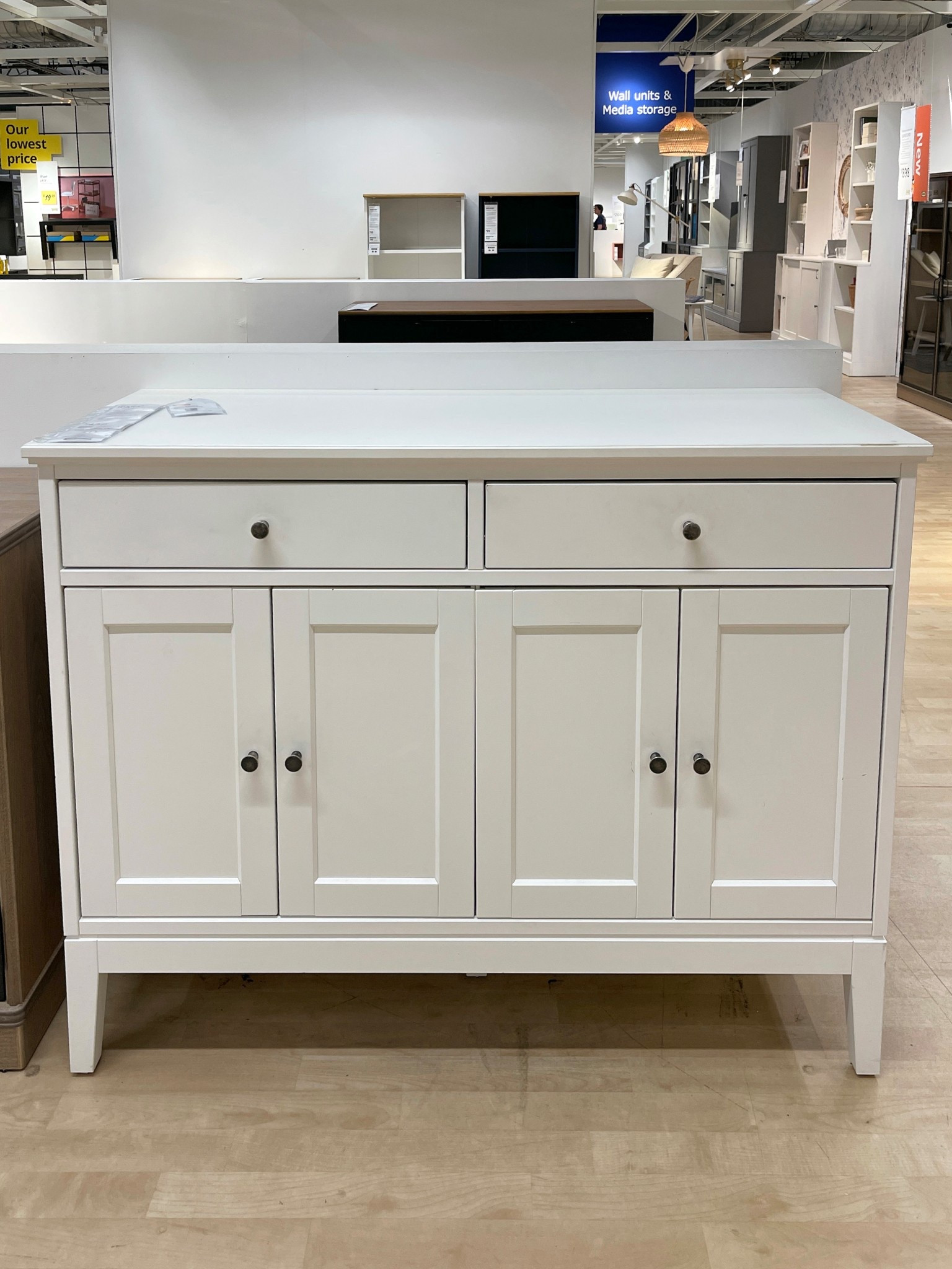 A great affordable sideboard from IKEA! 🤍 The IDANÄS Sideboard offers plenty of storage with its bi-folding doors, adjustable shelving, and a wide top perfect for serving, styling, or everyday essentials. Shown here in white, but also available in black for a more dramatic look. A simple, classic design with modern functionality — perfect for dining rooms, entryways, or living spaces. 🤍
#IKEA #AffordableFurniture #StorageSolutions

#LTKHome #LTKSaleAlert