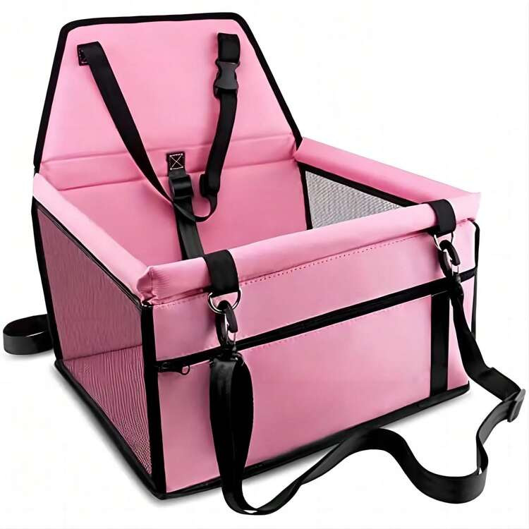 Pet Reinforce Car Booster Seat For Dog Cat Portable And Breathable Bag With Seat Belt Dog Carrier Safety Stable For Travel Look Out,With Clip On Leash With PVC Tube. | SHEIN