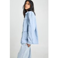 boohoo Women's Denim Shacket in Bleach Wash | Size: 12 | boohoo (US & Canada)