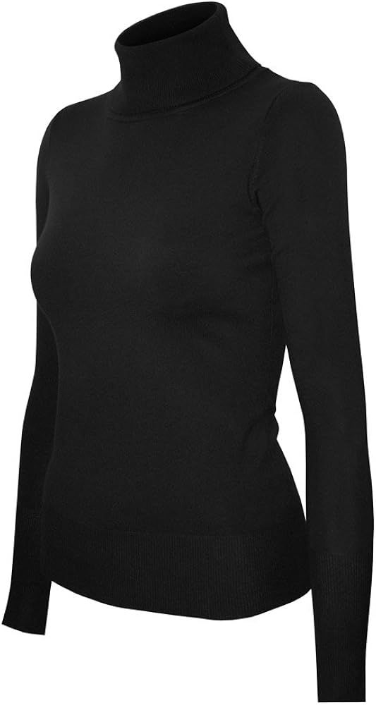 Cielo Womens Solid Basic Stretch Turtleneck Pullover Knit Sweater | Amazon (US)