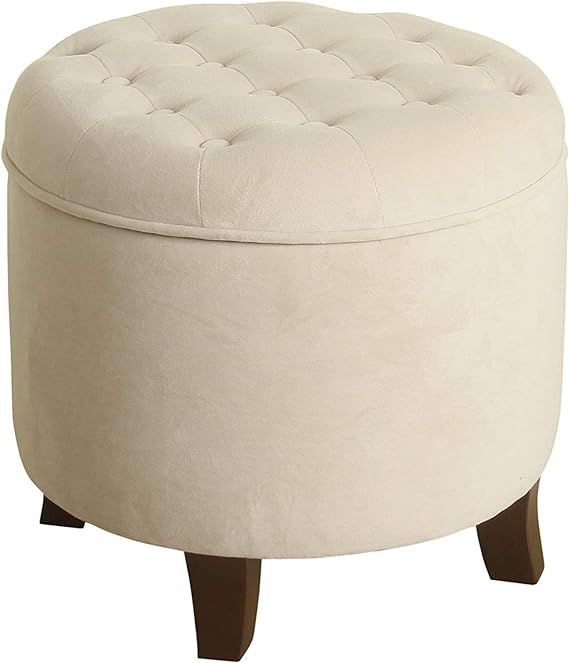 Homepop Home Decor | Upholstered Round Velvet Tufted Foot Rest Ottoman | Ottoman with Storage for... | Amazon (US)