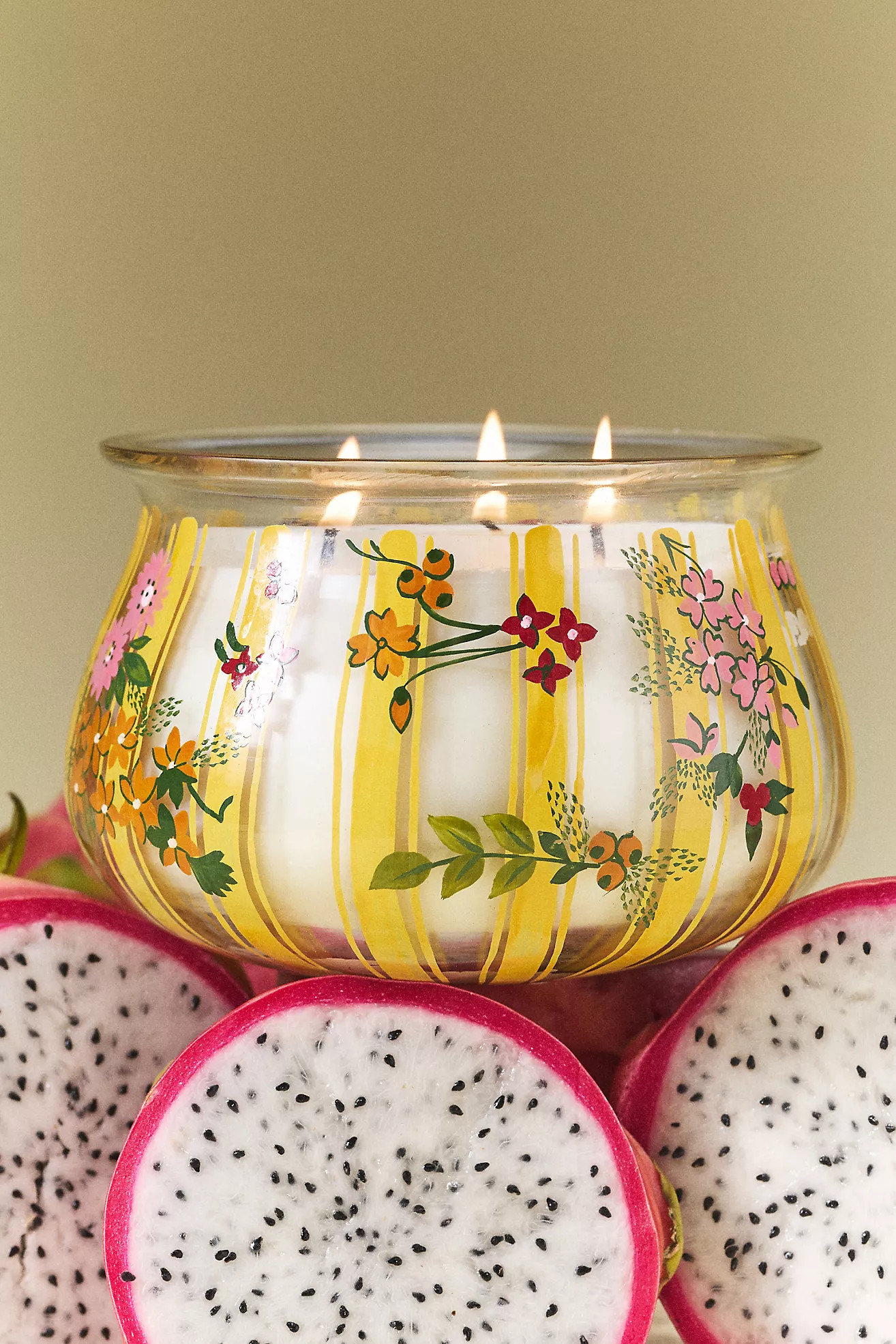 Scandi Fruity Dragon Fruit & Mango Low Wide Glass Candle | Anthropologie (US)